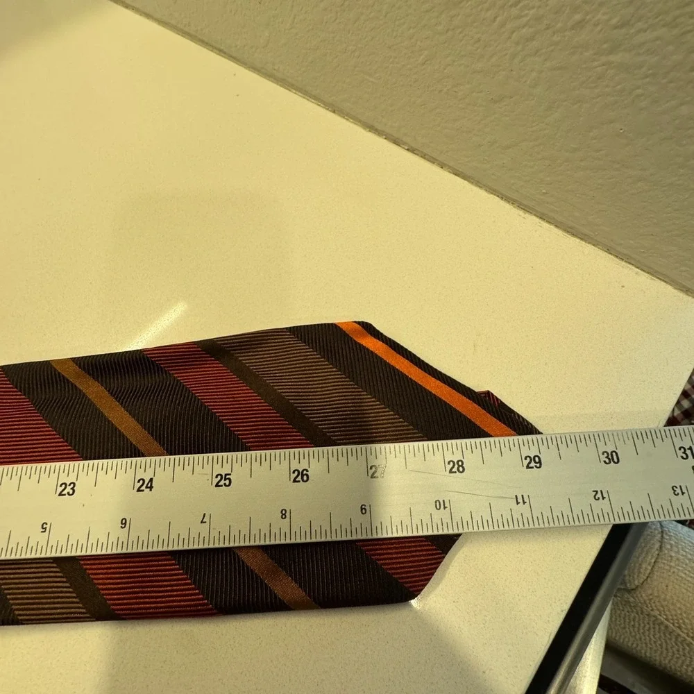 Banana Republic Tie Brown Red‎ Stripe Repp Necktie Old Money USA Made 100% Silk